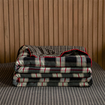 Set copriletto semplice a quadri in puro cotone - image 1