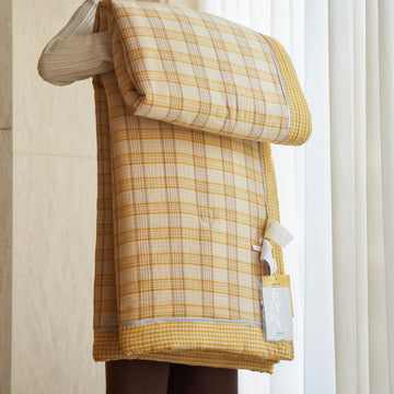Set copriletto in puro cotone a quadretti - Giallo - Trapunte - Matrimoniale Grande - image 0