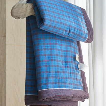 Set copriletto in puro cotone a quadretti - Blu scuro - Trapunte - Matrimoniale Grande - image 11