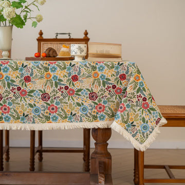 Tovaglia in jacquard di cotone e lino con motivo floreale "Refresh" - 140cm x 300cm - image 0