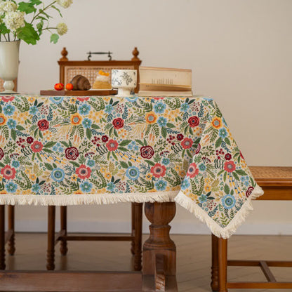 Tovaglia in jacquard di cotone e lino con motivo floreale "Refresh" - 140cm x 300cm - image 0
