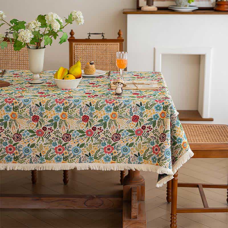 Tovaglia in jacquard di cotone e lino con motivo floreale "Refresh" - image 1