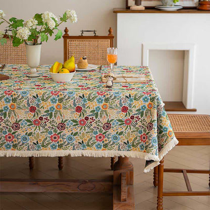 Tovaglia in jacquard di cotone e lino con motivo floreale "Refresh" - image 1
