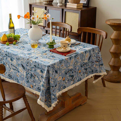 Tovaglia jacquard con dipinto ad olio raffigurante un giardino sereno. - image 3