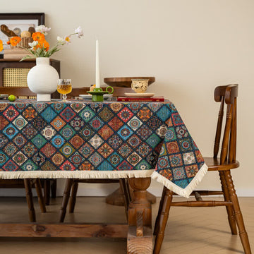 Tovaglia jacquard con mandala caleidoscopico esotico - 140cm x 300cm - image 0