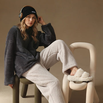 Pigiama coordinato minimalista in flanella per coppie - Grigio scuro - Donne - 2XL - image 0