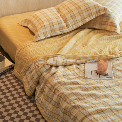 Set copriletto in puro cotone a quadretti - Giallo - Set di biancheria da letto - Matrimoniale Grande - image 3