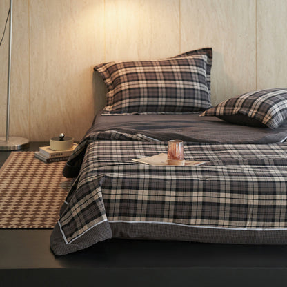 Set copriletto in puro cotone a quadretti - Grigio scuro - Set di biancheria da letto - Matrimoniale Grande - image 6