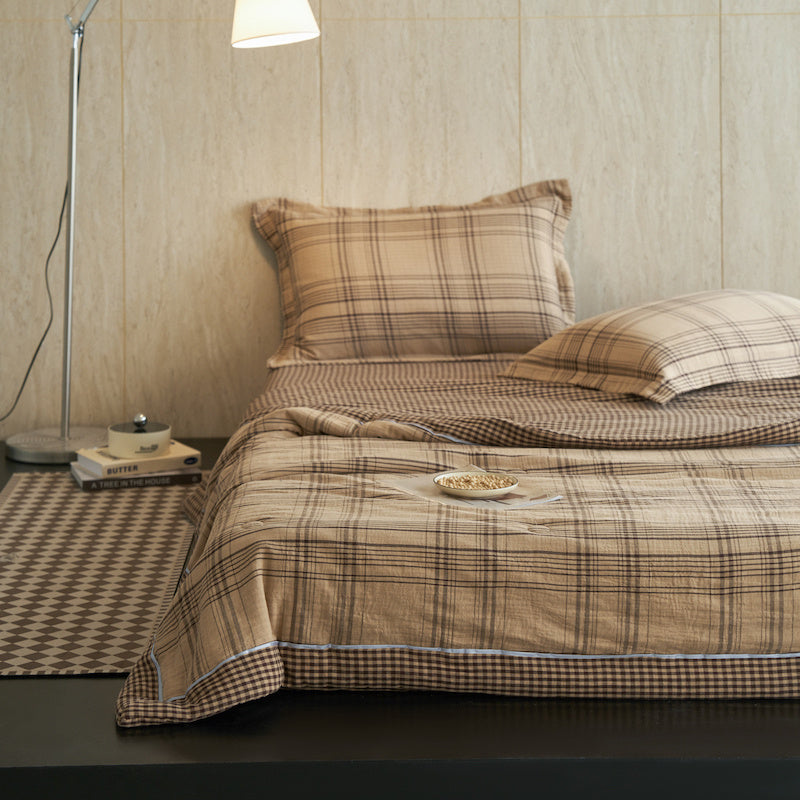 Set copriletto in puro cotone a quadretti - Marrone - Set di biancheria da letto - Matrimoniale Grande - image 16