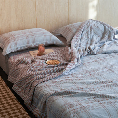 Set copriletto in puro cotone a quadretti - Azzurro chiaro - Set di biancheria da letto - Matrimoniale Grande - image 18