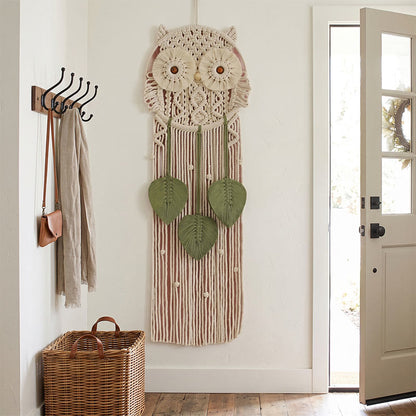 Decorazione da parete a forma di gufo in macramè realizzata a mano. - image 1