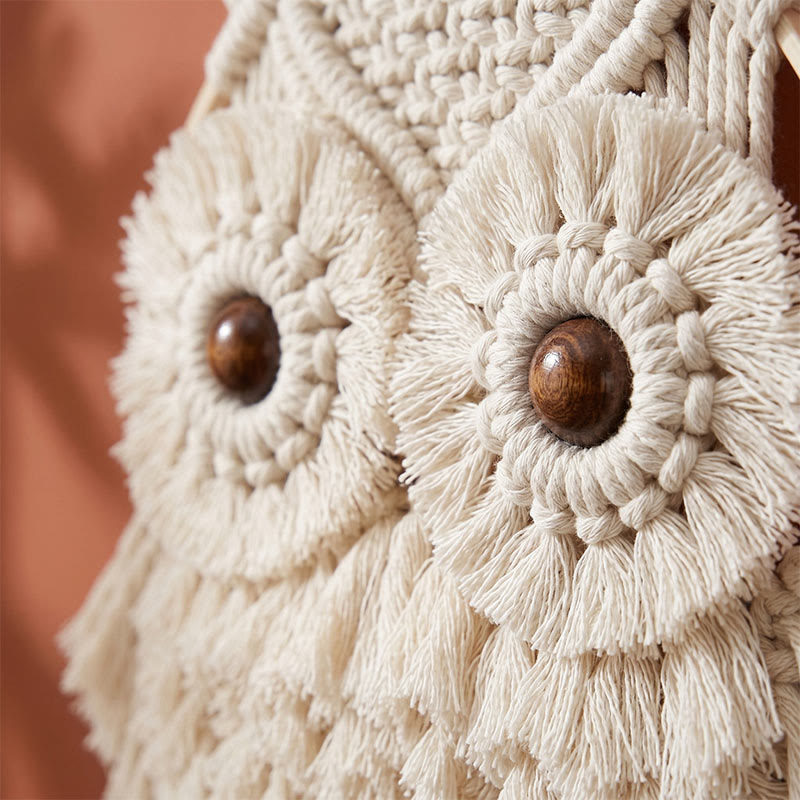 Decorazione da parete a forma di gufo in macramè, stile nordico. - image 1