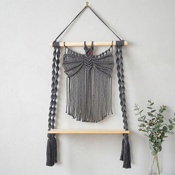 Arazzo da parete in macramè a forma di pipistrello in stile boho - Nero - 40 cm x 65 cm - image 0