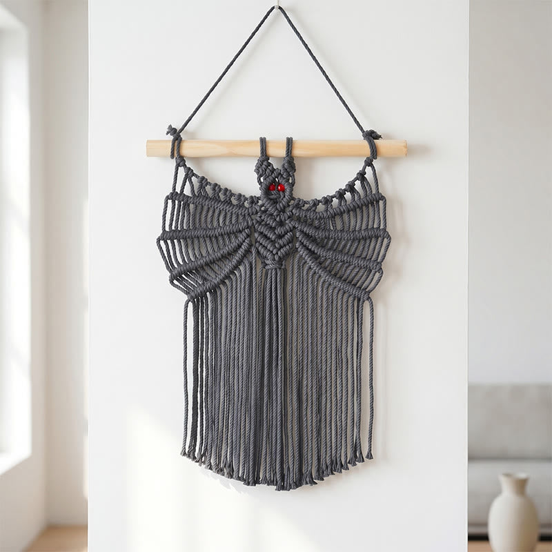 Arazzo da parete in macramè a forma di pipistrello in stile boho - Nero - 25 cm x 40 cm - image 3