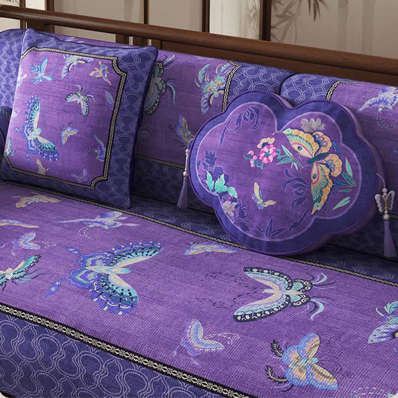 Copridivano vintage orientale con farfalle viola - image 3