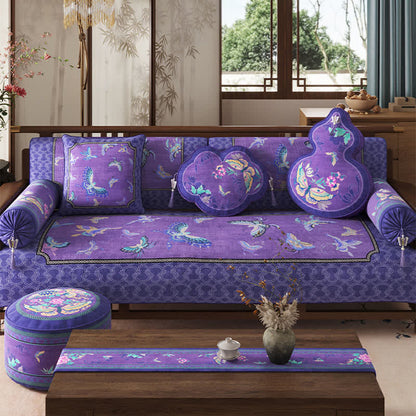 Copridivano vintage orientale con farfalle viola - 110cm x 300cm - image 0