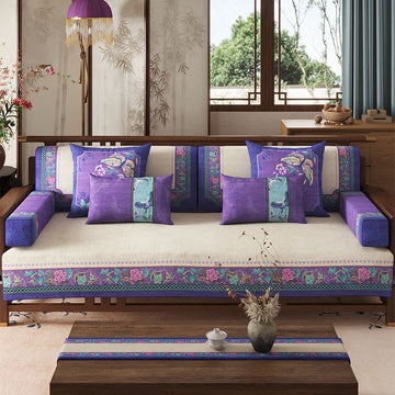 Copridivano vintage con stampa floreale orientale. - 110cm x 300cm - image 0