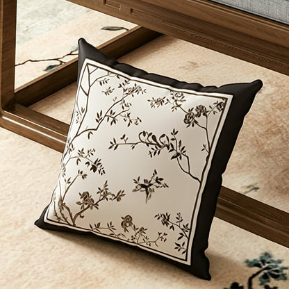 Fodera per divano vintage con motivo floreale e rami orientali. - Cuscino decorativo - 45cm x 45cm - image 5
