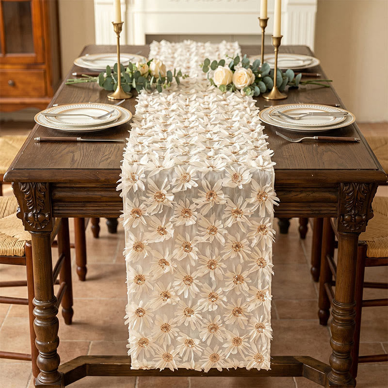 Tovaglia con nappe e motivi floreali in stile provenzale - 14" x 138" - image 0