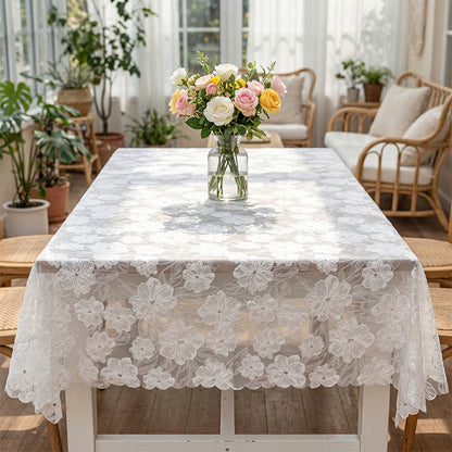 Tovaglia jacquard con motivo a pizzo di camelie - image 1