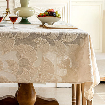 Elegante tovaglia jacquard con motivo a foglie di ginkgo. - 140cm x 260cm - Beige - image 4