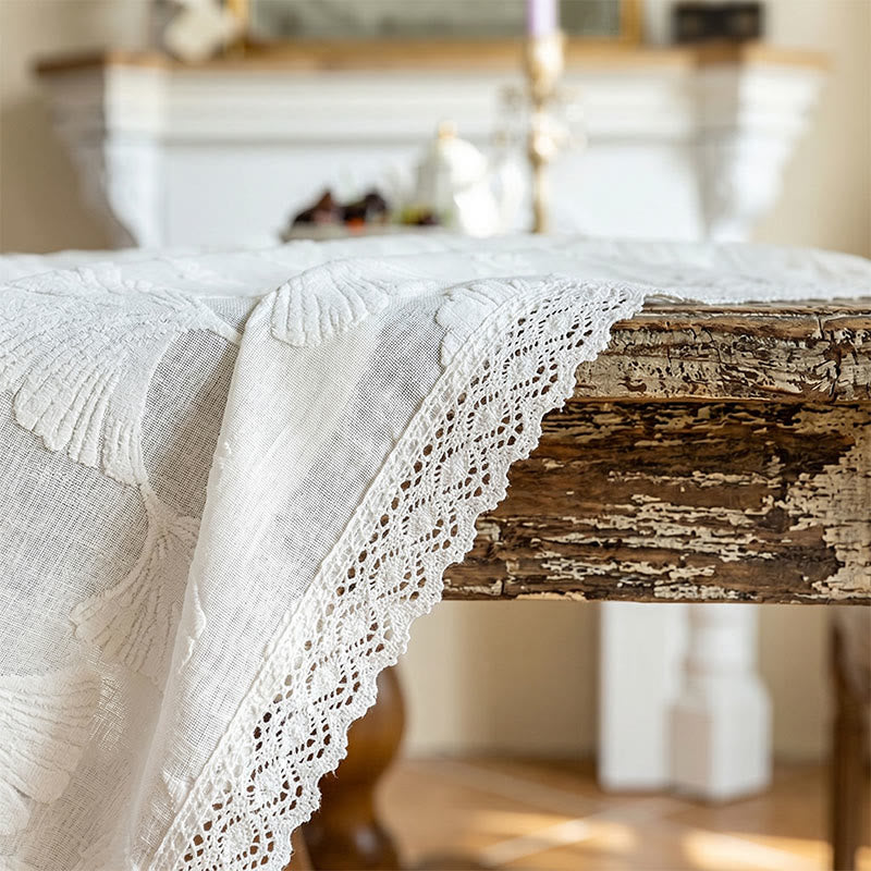 Elegante tovaglia jacquard con motivo a foglie di ginkgo. - image 2