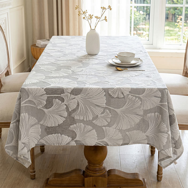 Elegante tovaglia jacquard con motivo a foglie di ginkgo. - image 7