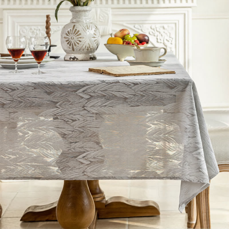 Tovaglia jacquard con motivo a foglie - 140cm x 260cm - Grigio - image 5