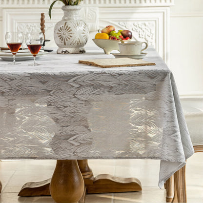 Tovaglia jacquard con motivo a foglie - 140cm x 260cm - Grigio - image 5