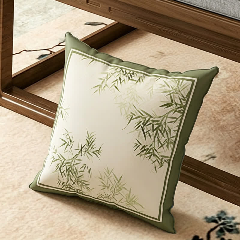 Fodera per divano vintage con foglie di bambù verdi - Cuscino decorativo - 45cm x 45cm - image 3