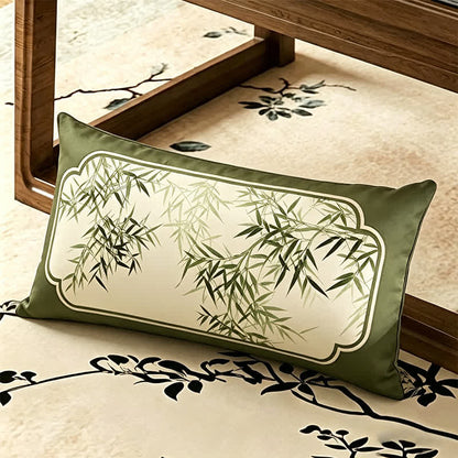 Fodera per divano vintage con foglie di bambù verdi - Cuscino decorativo - 30cm x 50cm - image 4