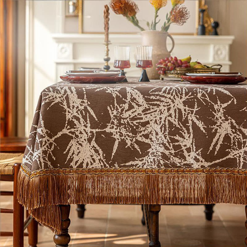 Tovaglia vintage in jacquard di bambù con nappe - 112" - Girare - Marrone - image 6