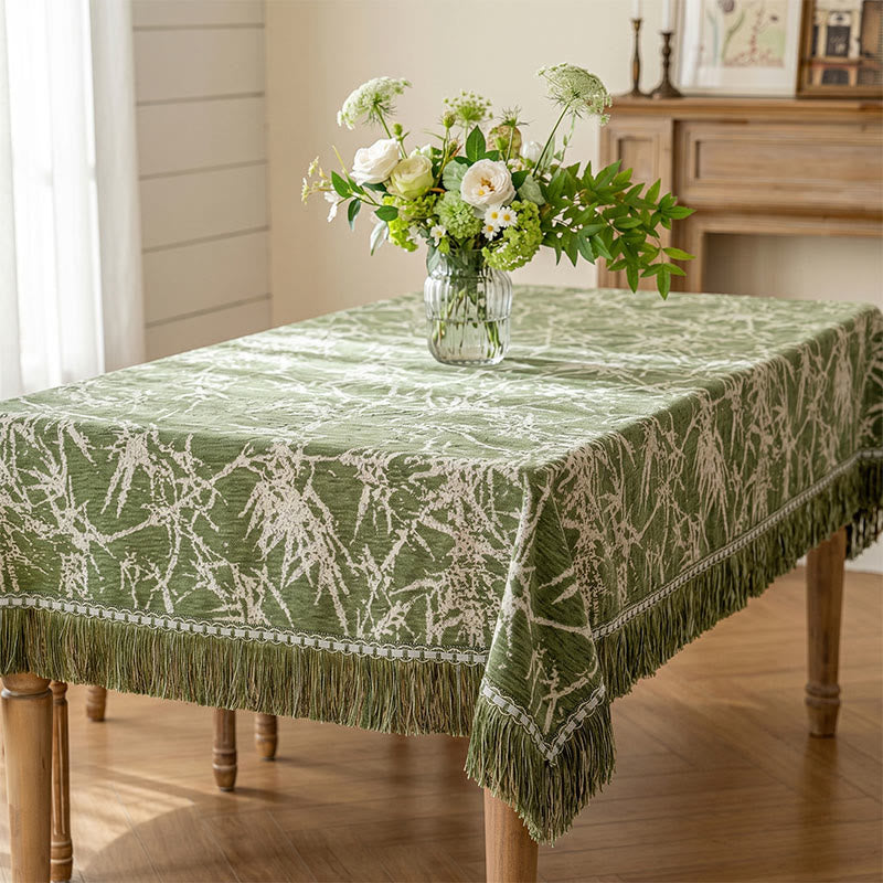 Tovaglia vintage in jacquard di bambù con nappe - image 1