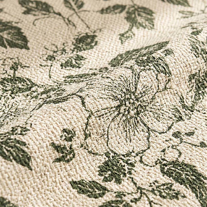 Tovaglia vintage in cotone e lino con stampa floreale verde - image 3