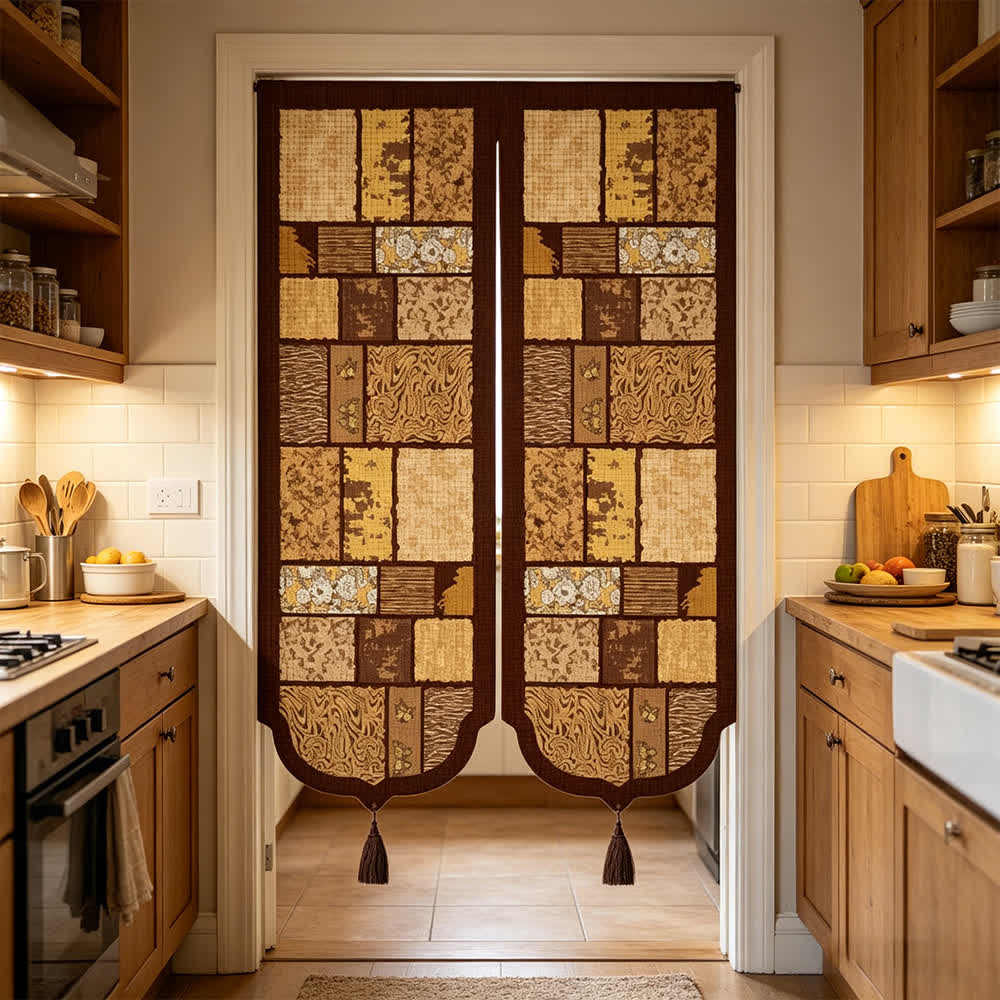 Tenda divisoria per porta in stile vintage effetto legno - 39" L x 140cm L - image 1