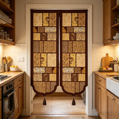 Tenda divisoria per porta in stile vintage effetto legno - 39" L x 140cm L - image 1