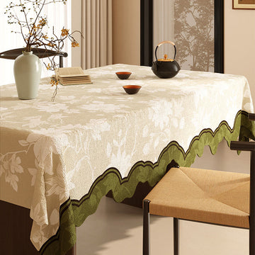 Elegante tovaglia in cotone e lino con motivo floreale. - 140cm x 220cm - Rettangolo - image 0
