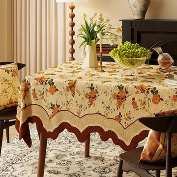 Tovaglia vintage in cotone e lino con stampa floreale "Mesinal Rose" - 140cm x 220cm - Rettangolo - image 0