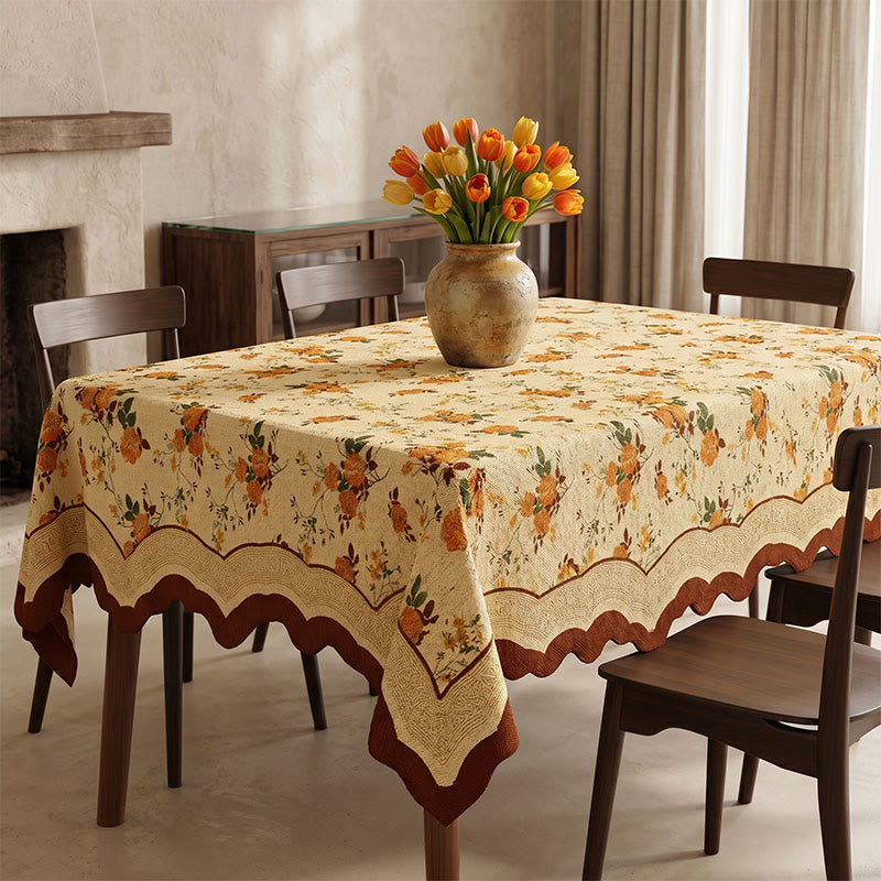 Tovaglia vintage in cotone e lino con stampa floreale "Mesinal Rose" - image 1
