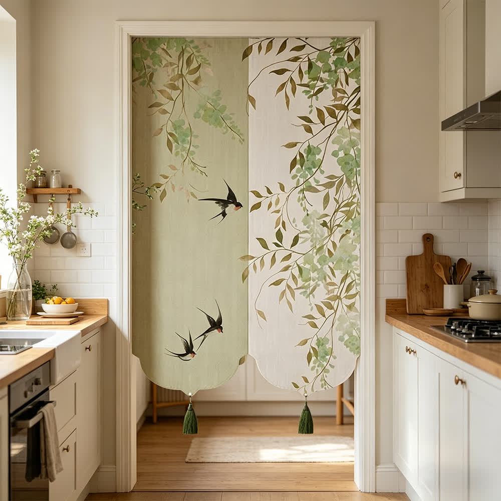 Decorazione da appendere alla porta con motivo floreale e uccellino impermeabile. - image 1