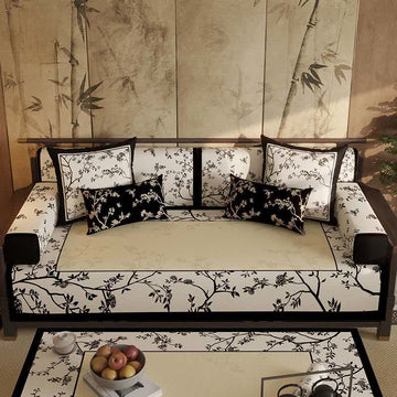 Copridivano vintage orientale con bordo floreale - Protezione per divano - 110cm x 280cm - image 0