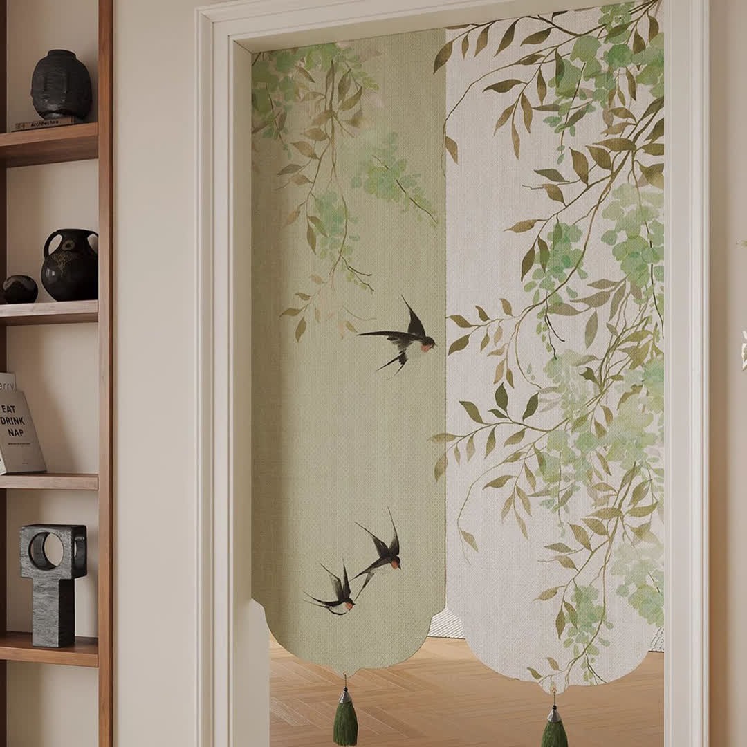 Decorazione da appendere alla porta con motivo floreale e uccellino impermeabile. - image 3