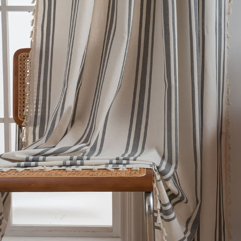 Tenda a nappe a righe grigie e bianche - image 3