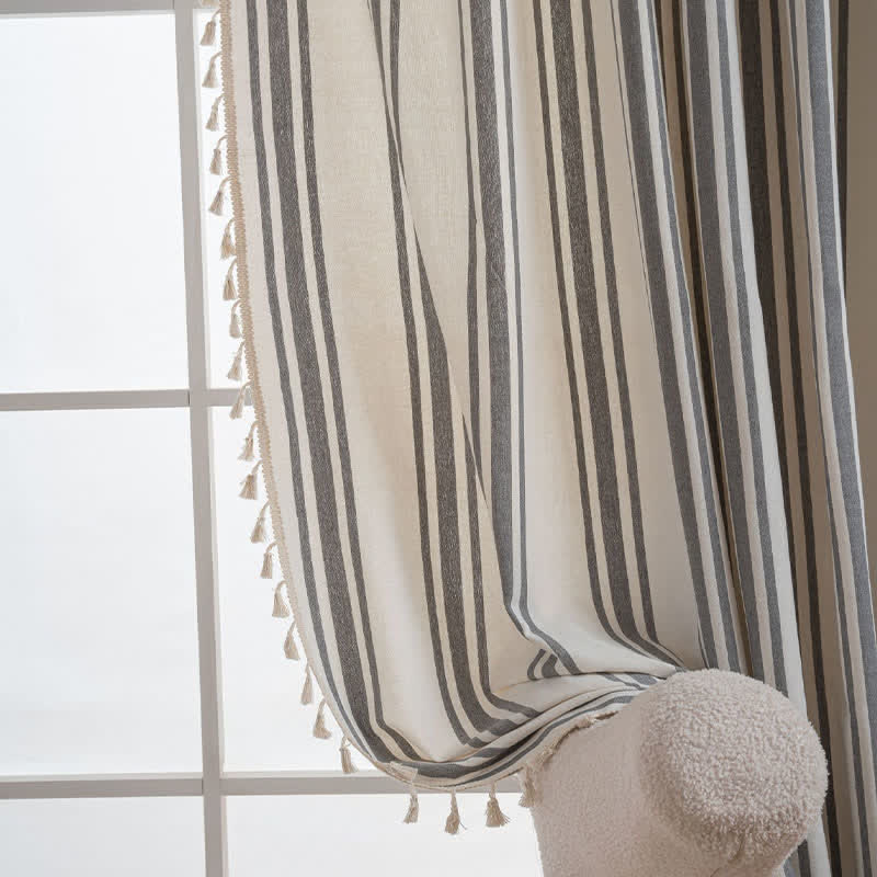 Tenda a nappe a righe grigie e bianche - image 2