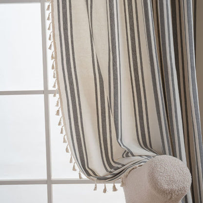 Tenda a nappe a righe grigie e bianche - image 2