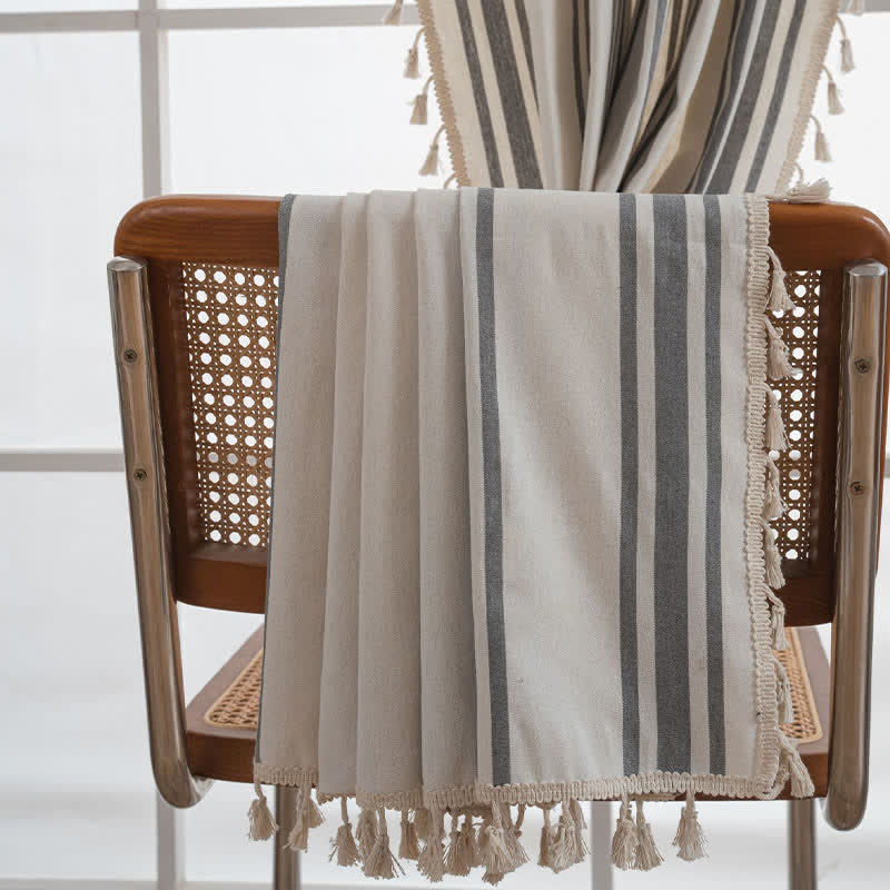Tenda a nappe a righe grigie e bianche - image 7