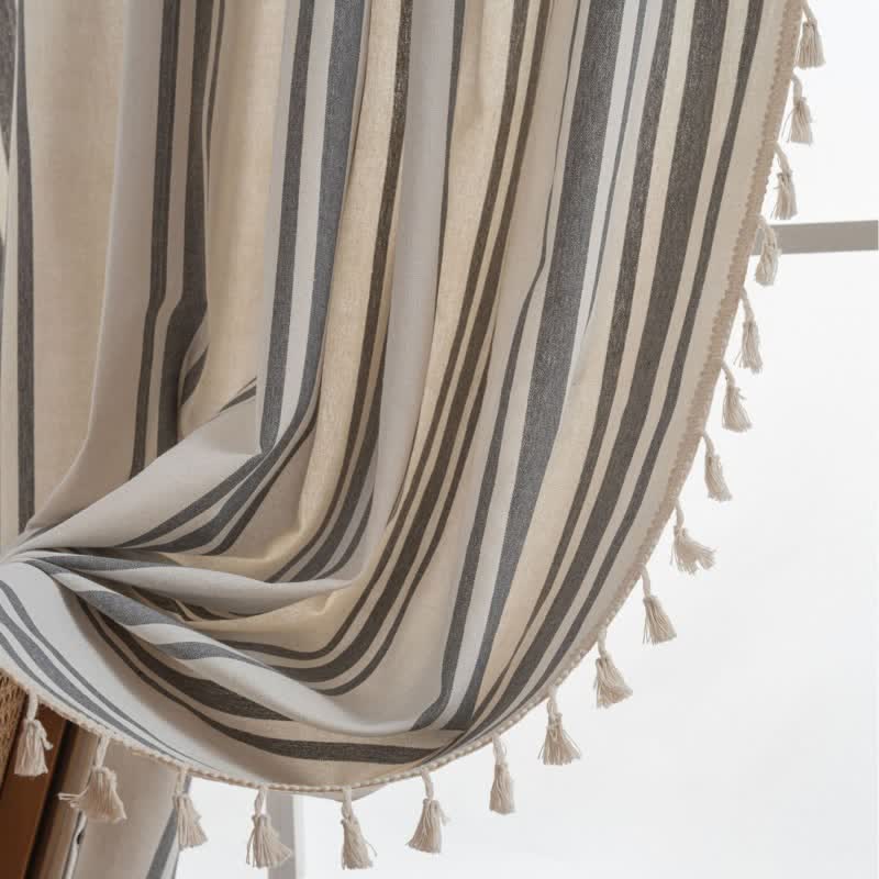 Tenda a nappe a righe grigie e bianche - image 5