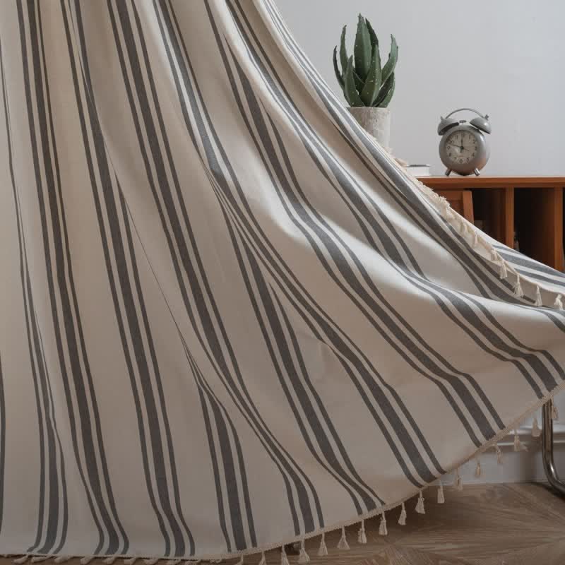 Tenda a nappe a righe grigie e bianche - image 4