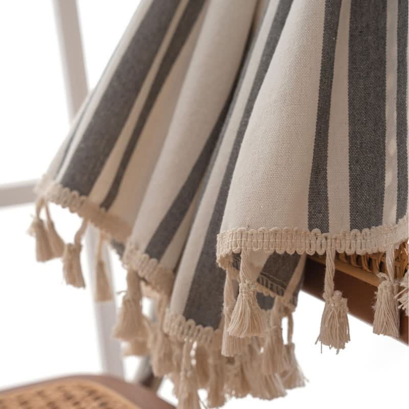 Tenda a nappe a righe grigie e bianche - image 9