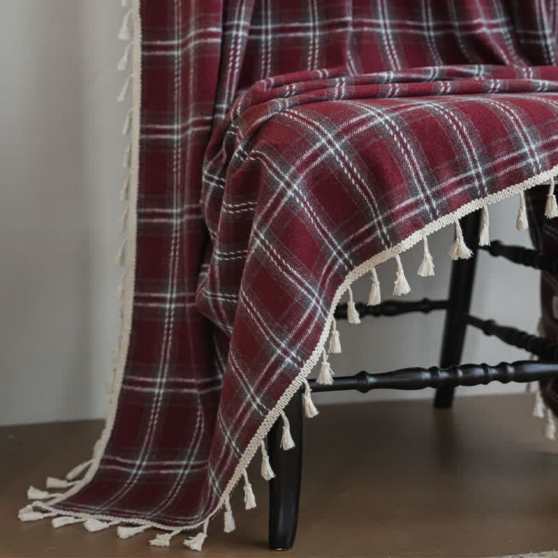 Tenda a nappe in stile vintage con motivo a quadri bordeaux. - image 10